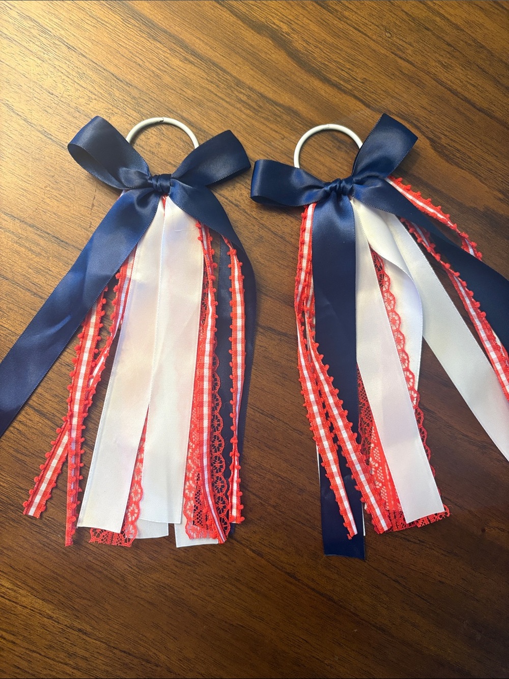 Navy, White & Red Ribbon Boot Accessories (Pair)